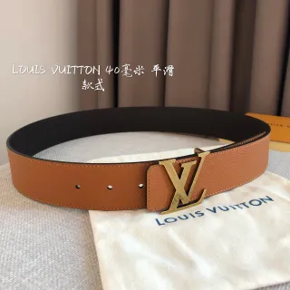Louis Vuitton বাদামী সোনালী মসৃণ ডাবল-টোন চামড়ার বেল্ট
