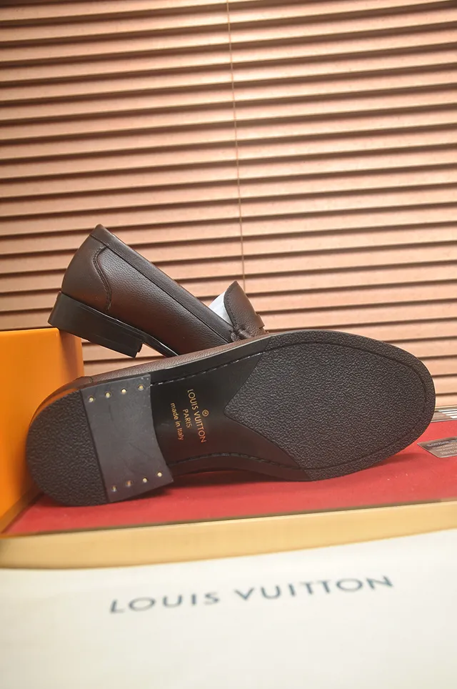 Louis Vuitton Brown Pebbled Leather Penny Loafers 3