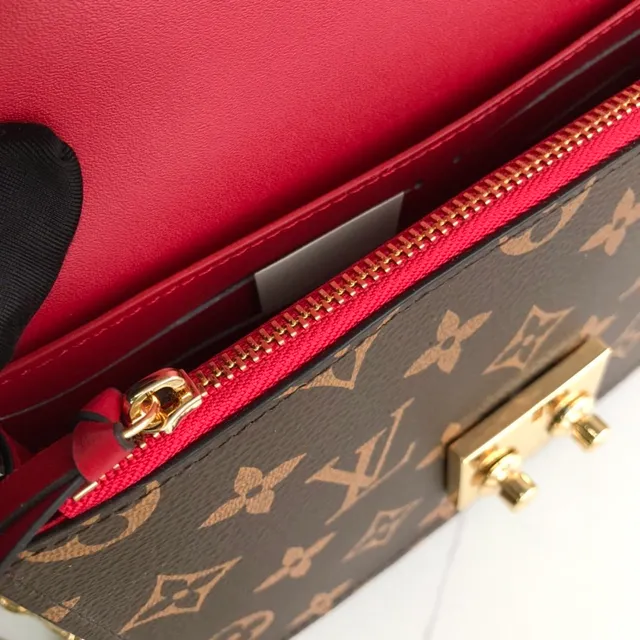 Louis Vuitton Brown Red Monogram Canvas Leather Accent Chain Bag 4