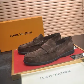 Louis Vuitton 棕色麂皮便士乐福鞋
