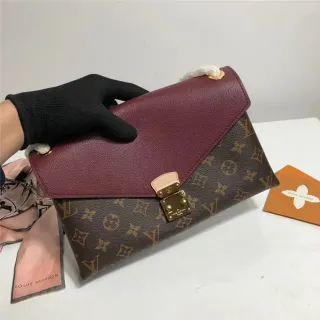 Louis Vuitton Burgundy Brown Envelope Flap Monogram Canvas Handbag