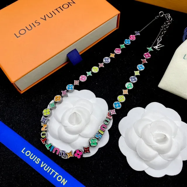 Louis Vuitton Camellia Multicolor Enamel Charm Necklace 5