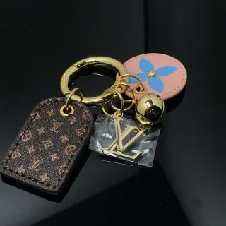 Louis Vuitton Charm Key Holder Brown Pink Monogrammed Leather Floral Disc Phone Case