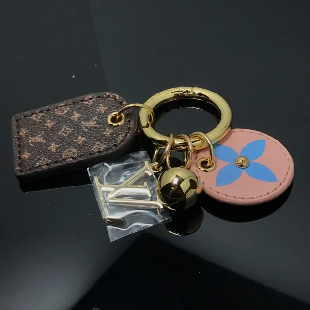 Louis Vuitton Charm Key Holder Brown Pink Monogrammed Leather Floral Disc Phone Case 2