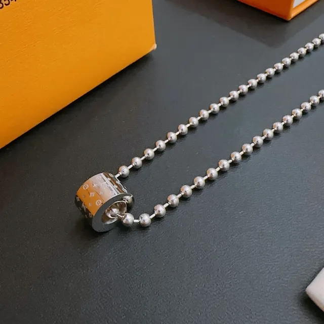 Louis Vuitton Circle Pendant Double Ball Chain Necklace 3