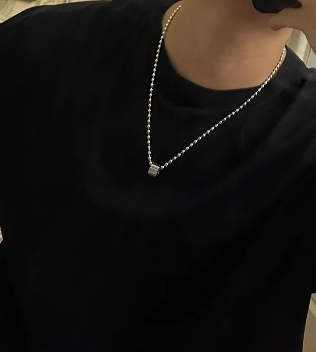 Louis Vuitton Circle Pendant Double Ball Chain Necklace 4