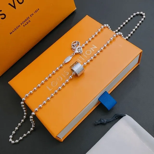 Louis Vuitton Circle Pendant Double Ball Chain Necklace 5