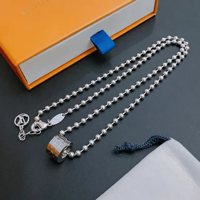 Louis Vuitton Circle Pendant Double Ball Chain Necklace 6