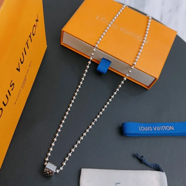 Louis Vuitton Circle Pendant Double Ball Chain Necklace 8