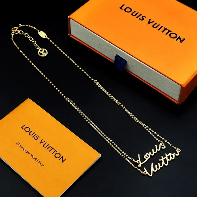 Louis Vuitton Cursive Script Pendant Necklace 6