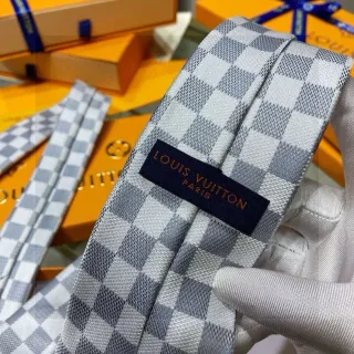 Louis Vuitton Damier Check White Gray Necktie