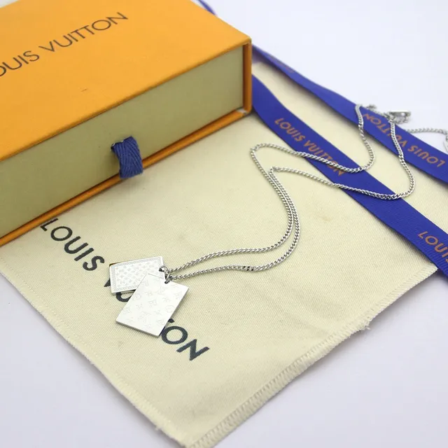 Louis Vuitton Deck of Cards Dual Pendant Silver Tone Necklace 2