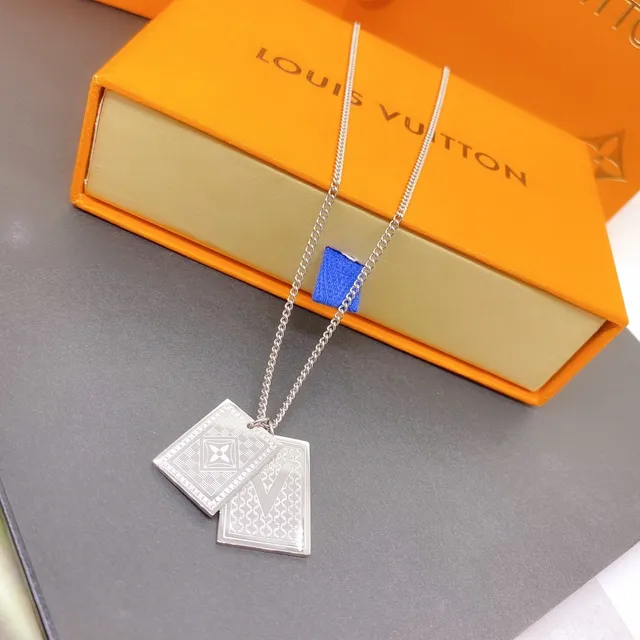 Louis Vuitton Deck of Cards Dual Pendant Silver Tone Necklace 5