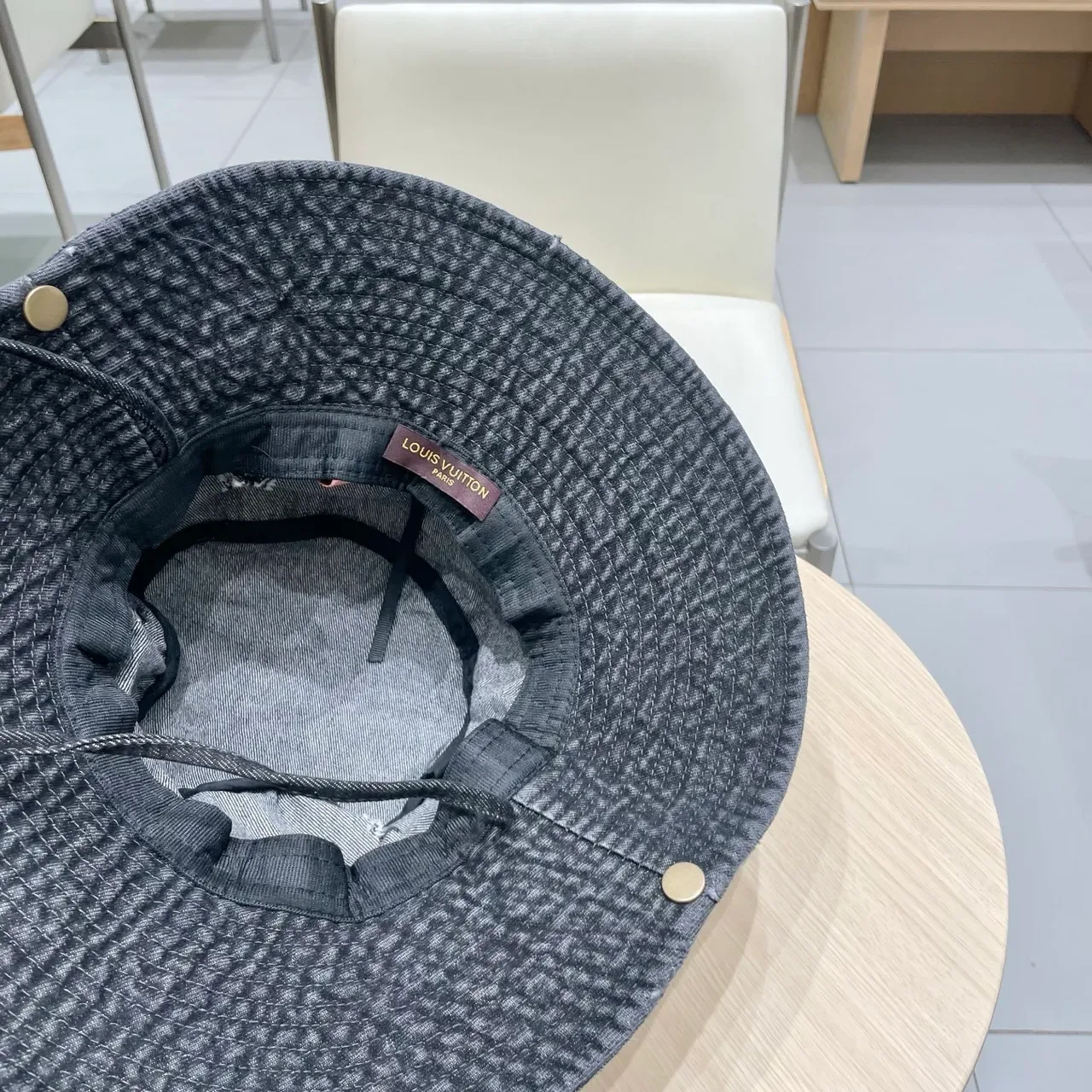 Louis Vuitton Distressed Denim Embroidered Monogram Bucket Hat 2