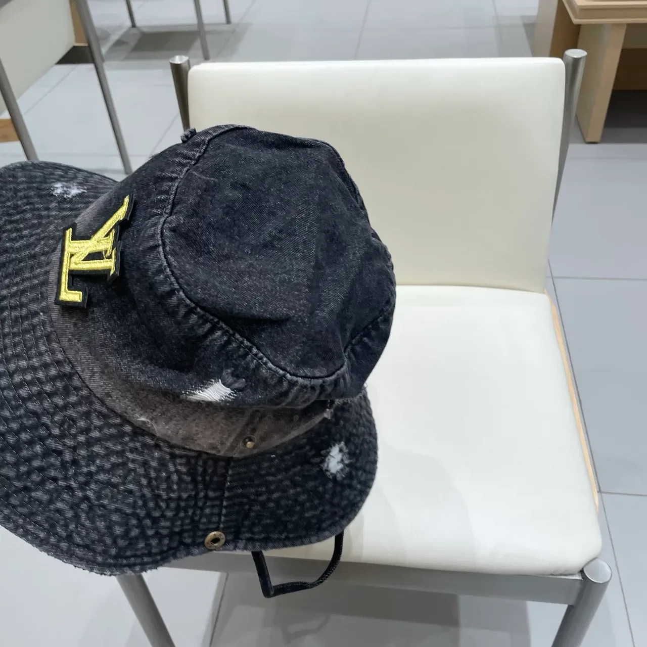 Louis Vuitton Distressed Denim Embroidered Monogram Bucket Hat 4
