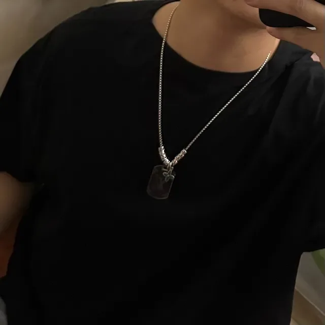 Louis Vuitton Dog Tag Black Green Pendant Monogram Canvas Necklace 2
