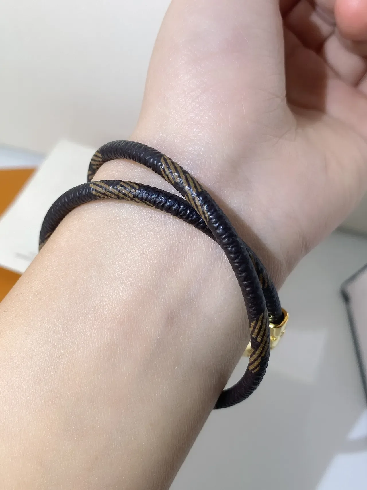 Louis Vuitton Double-Wrap Monogram Leather and Gold-Tone Bracelet 2