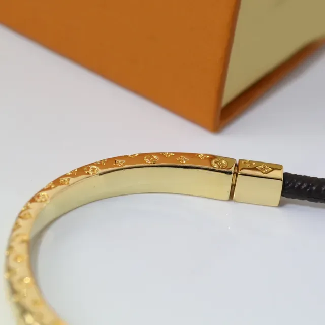 Louis Vuitton Double-Wrap Monogram Leather and Gold-Tone Bracelet 4