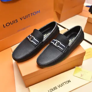 路易威登 Driver 黑色海军 磨砂皮 金属 LV 扣 乐福鞋
