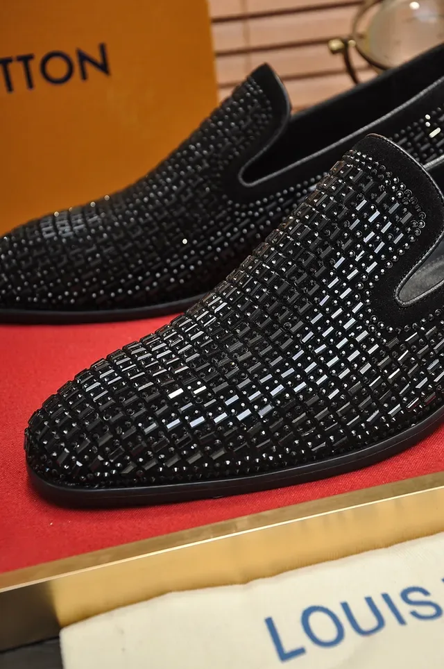 Louis Vuitton Embellished Woven-Stud Black Loafers 2