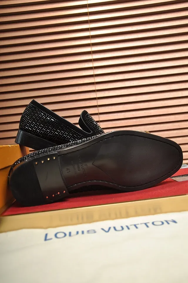 Louis Vuitton Embellished Woven-Stud Black Loafers 3