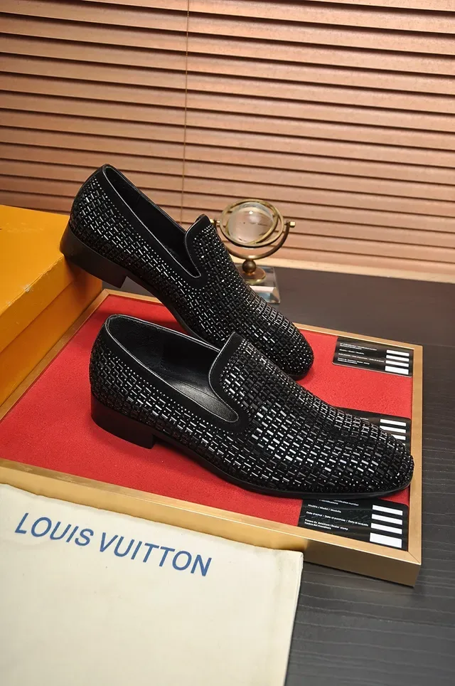 Louis Vuitton Embellished Woven-Stud Black Loafers 4