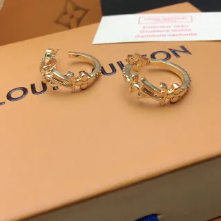 Louis Vuitton Floral Motif Gold Hoop Earrings