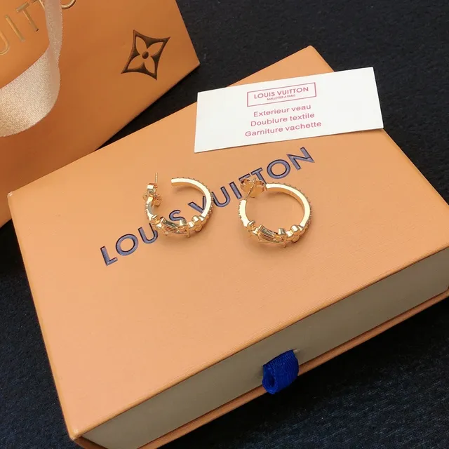 Louis Vuitton Floral Motif Gold Hoop Earrings 4