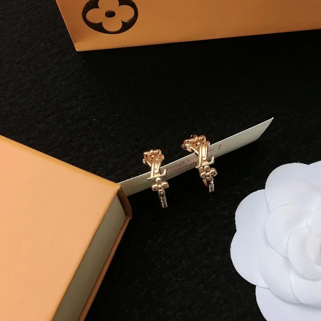 Louis Vuitton Floral Motif Gold Hoop Earrings 7