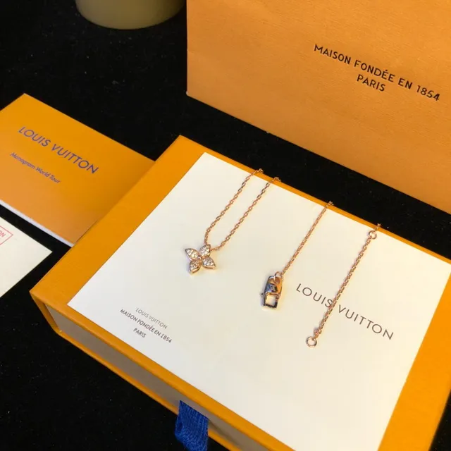 Louis Vuitton Floral Pavé Crystal Rose Gold-Tone Necklace 2