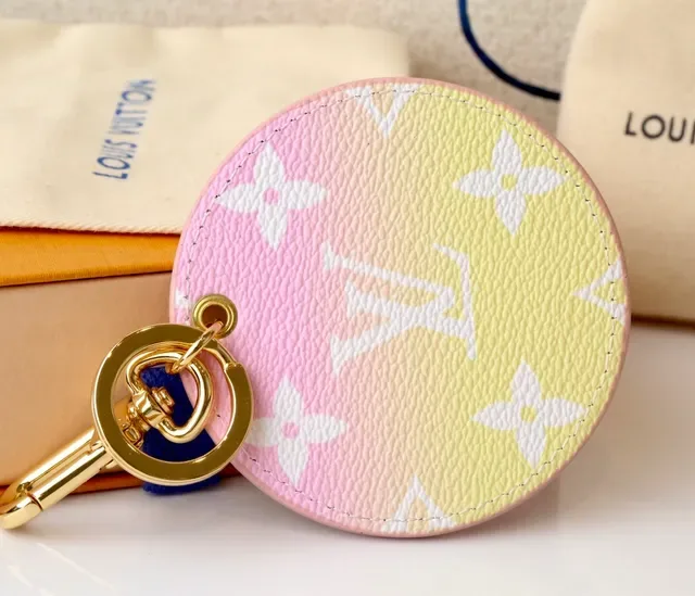 Bolsa Tote Louis Vuitton Porta-Chaves Flor Rosa Amarelo Circular Couro Gradiente Pastel 4