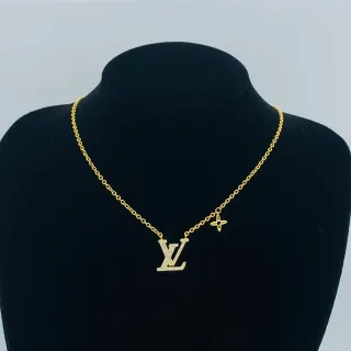 Louis Vuitton Gold Chain Pavé-Set LV Monogram Pendant Necklace