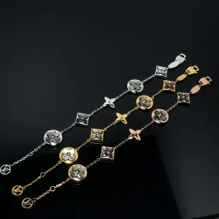 Louis Vuitton سوار سلسلة ذهبية فضية زهرية