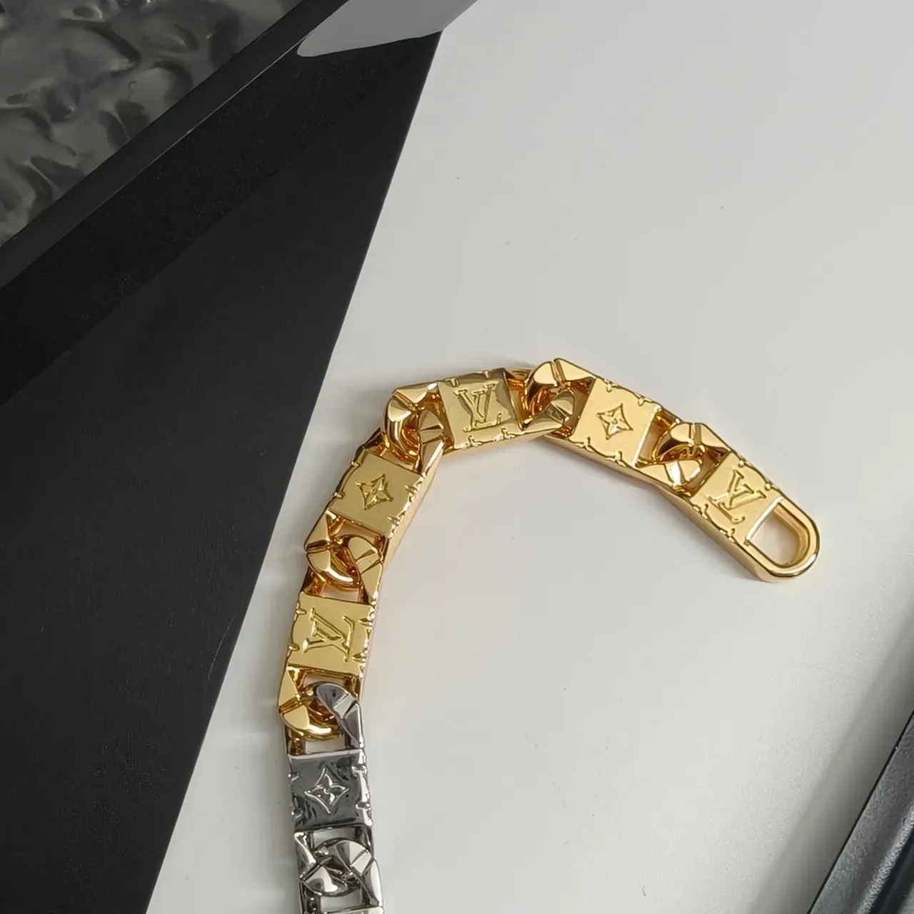 Louis Vuitton Gold Silver Monogrammed Two-Tone Bracelet 8