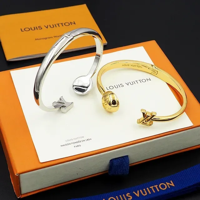 Louis Vuitton Gold-Tone Floral Sphere LV Clasp Bangle Bracelet 3