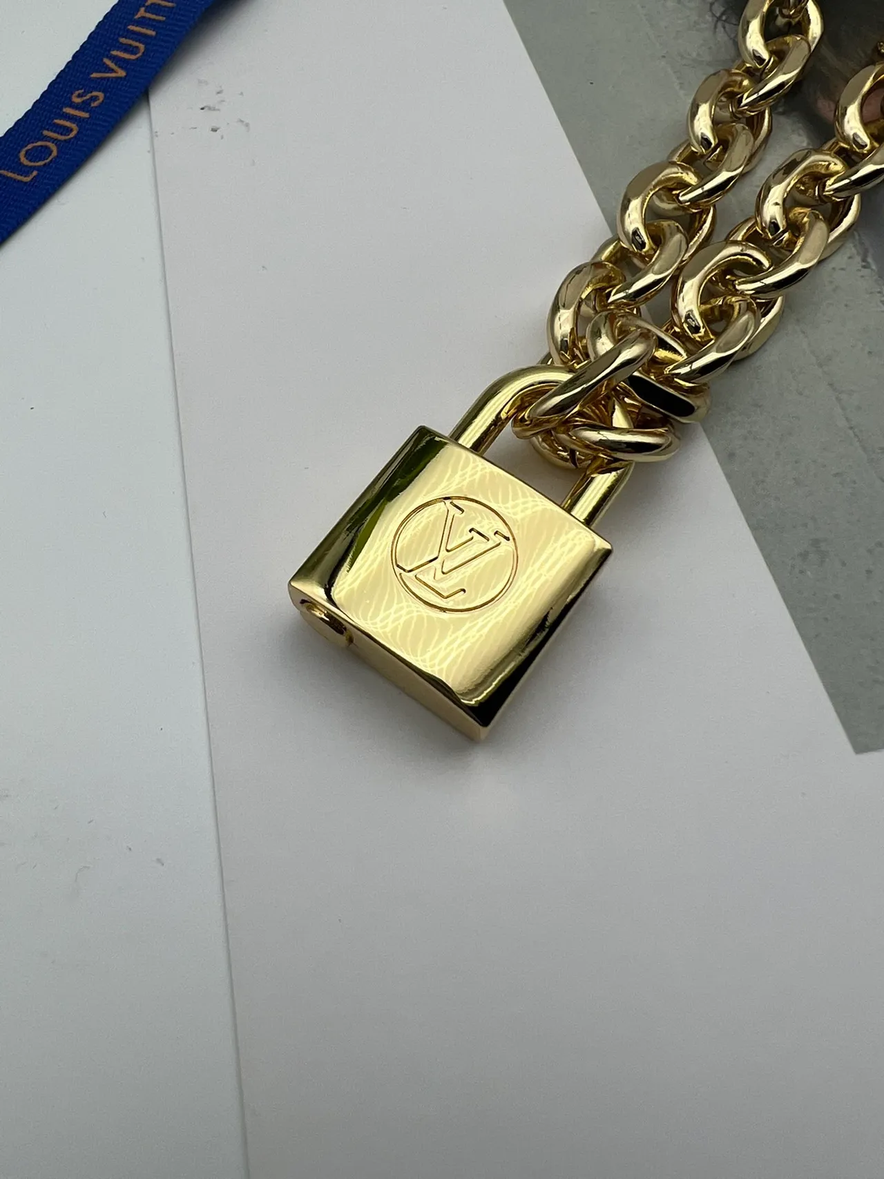 Louis Vuitton Gold-Tone Padlock Chain Bag 8
