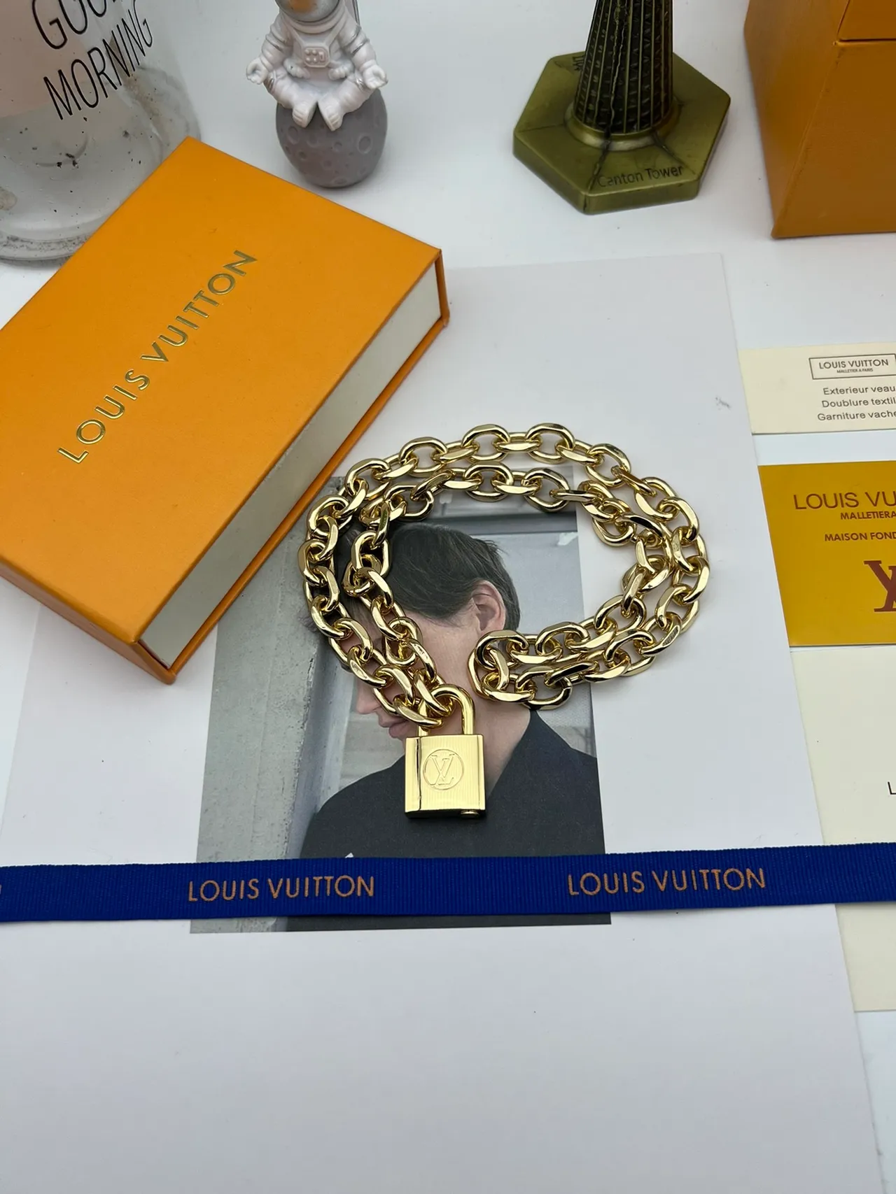 Louis Vuitton Gold-Tone Padlock Chain Bag 9