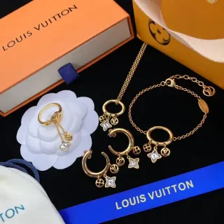Louis Vuitton Gold Transparent Charm-Dangling Earrings