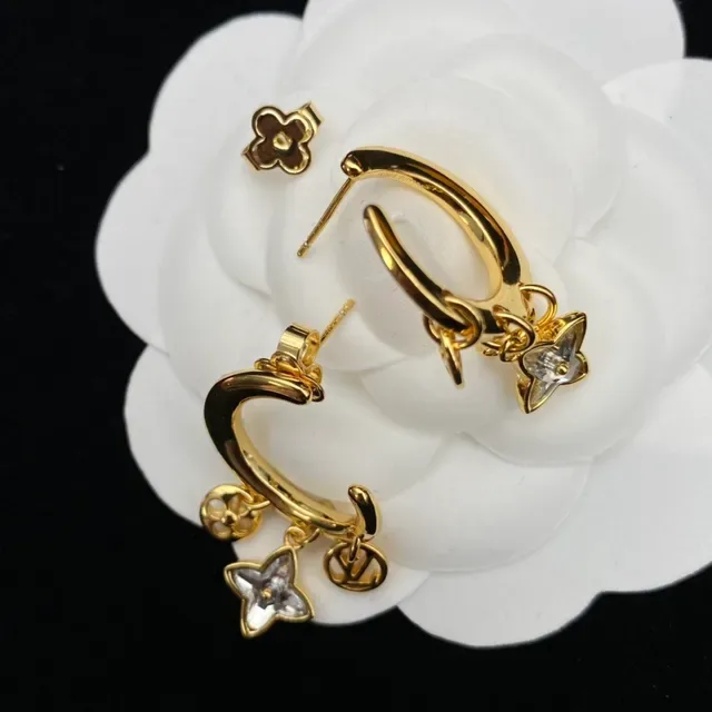 Louis Vuitton Gold Transparent Charm-Dangling Earrings 7