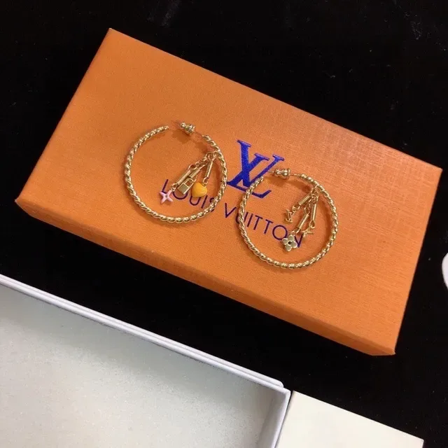 Louis Vuitton Gold White Braided Wire Hoop Earrings 4