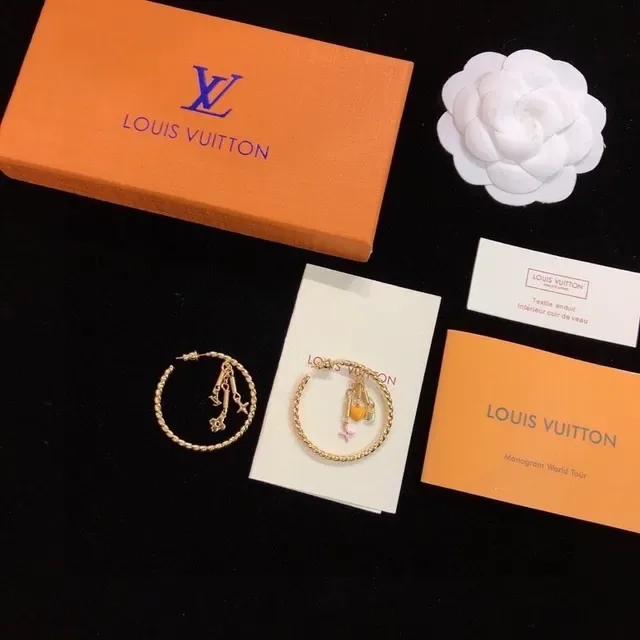 Louis Vuitton Gold White Braided Wire Hoop Earrings 6
