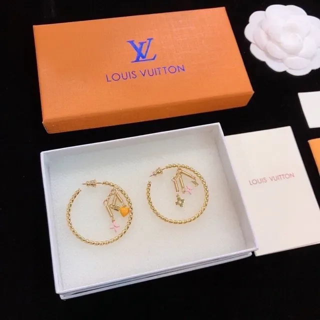 Louis Vuitton Gold White Braided Wire Hoop Earrings 8