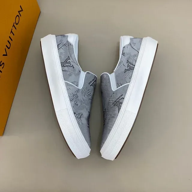 Louis Vuitton Gray White Slip-On Monogram-Printed Lifestyle Sneakers 7