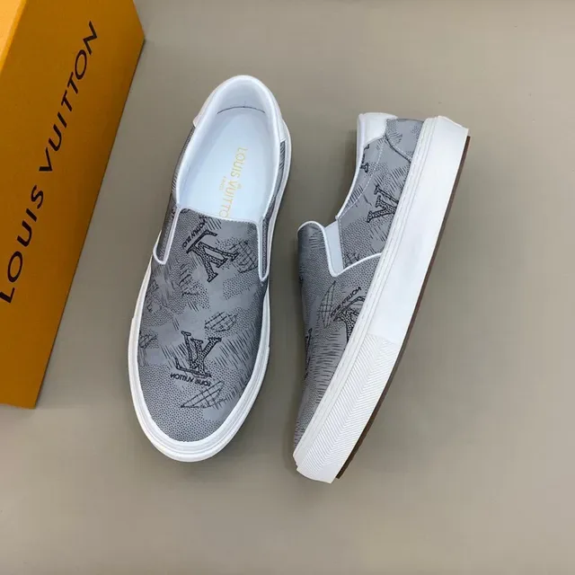 Louis Vuitton Gray White Slip-On Monogram-Printed Lifestyle Sneakers 8