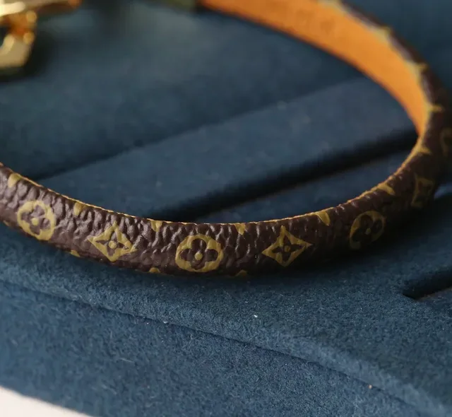 Louis Vuitton Heart Bracelet Brown Monogram Leather Gold-Tone Bracelet 4