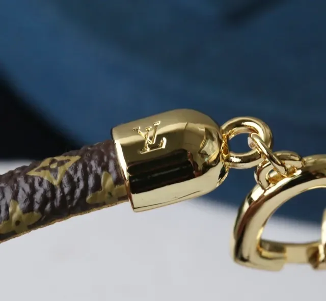 Louis Vuitton Heart Bracelet Brown Monogram Leather Gold-Tone Bracelet 6