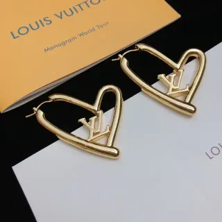 Louis Vuitton Heart-Shaped Monogram Hoop Earrings