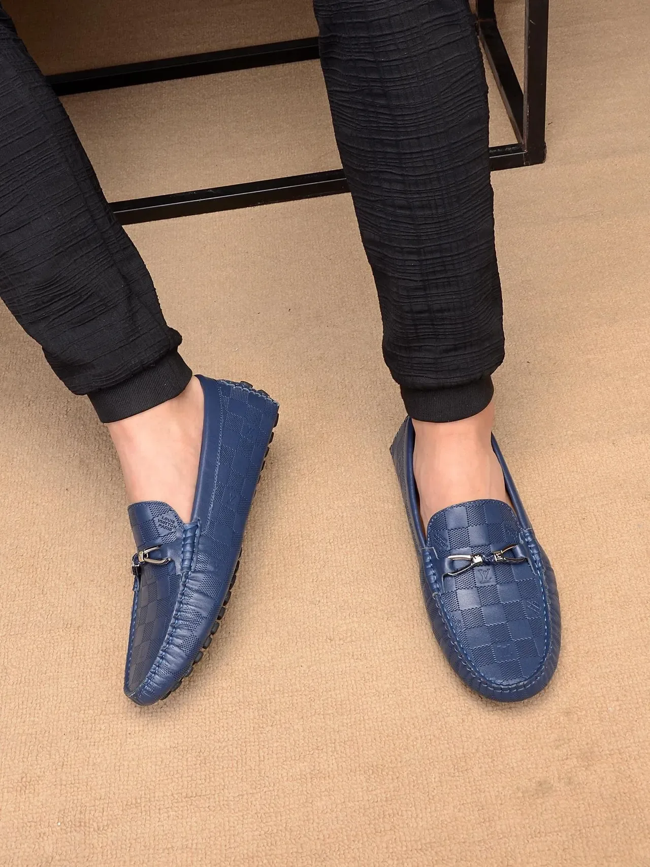 Louis Vuitton Horsebit 1955 Loafer Blue Damier Checkered Leather Loafers 3