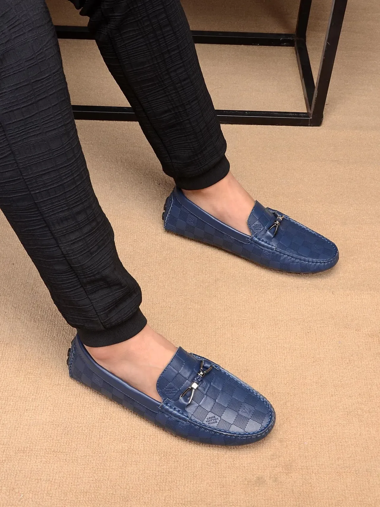 Louis Vuitton Horsebit 1955 Loafer Blue Damier Checkered Leather Loafers 4