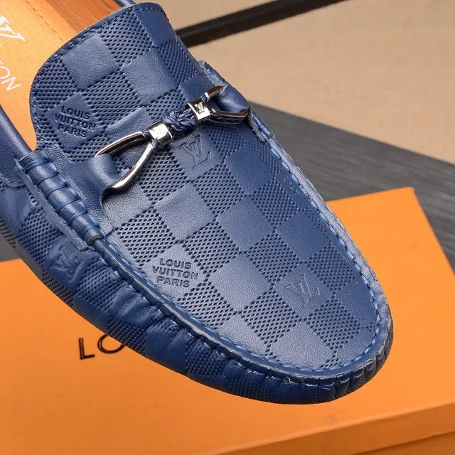 Louis Vuitton Horsebit 1955 Loafer Blue Damier Checkered Leather Loafers 7